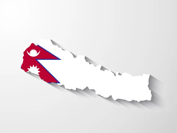 Νεπάλ χάρτη με εφέ σκιάς — Διανυσματικό Αρχείο