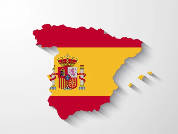 Spanje kaart met schaduweffect — Stockvector