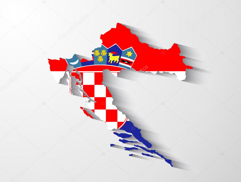 Croatia map with shadow effect