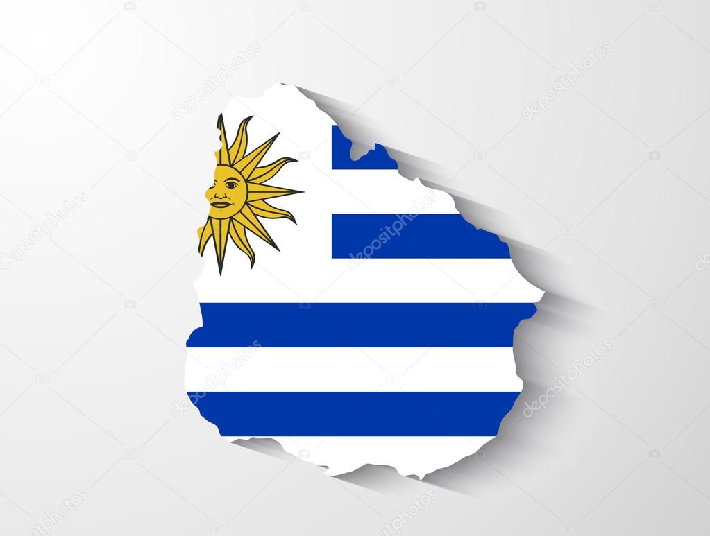 Uruguay map with shadow effect