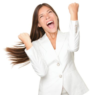 Happy winner - success business woman clipart