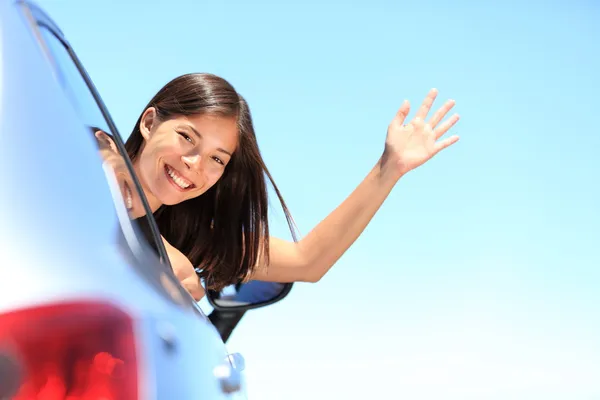 Mujer coche feliz — Foto de Stock