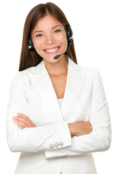 Cheerful Asian call operator — Stock Photo, Image