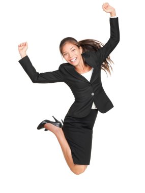Celebrating businesswoman jumping clipart