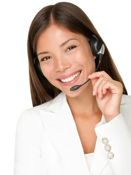 Helpdesk mulher fone de ouvido serviço ao cliente — Fotografia de Stock