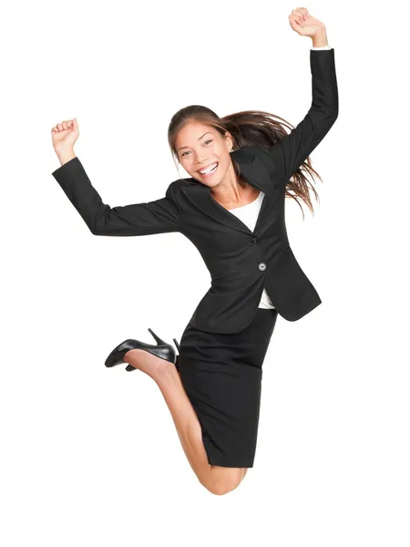 Celebrare il salto della donna d'affari — Foto Stock