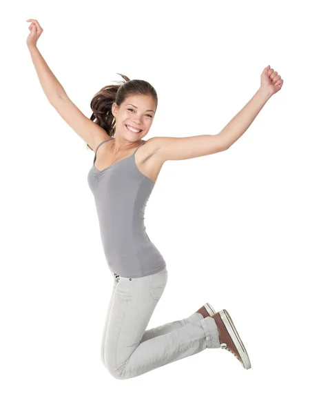 Jumping Isolated: Woman jump — Stock Photo, Image