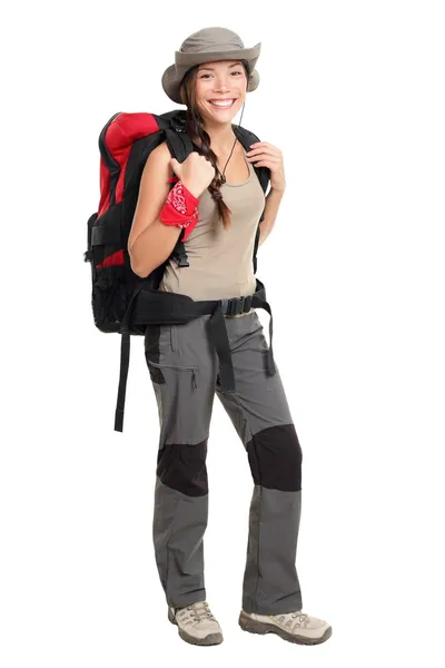 Hiker woman isolated — Stock Photo, Image