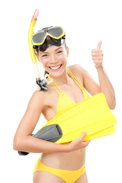 Snorkeling vacation woman isolated — Stock Photo, Image