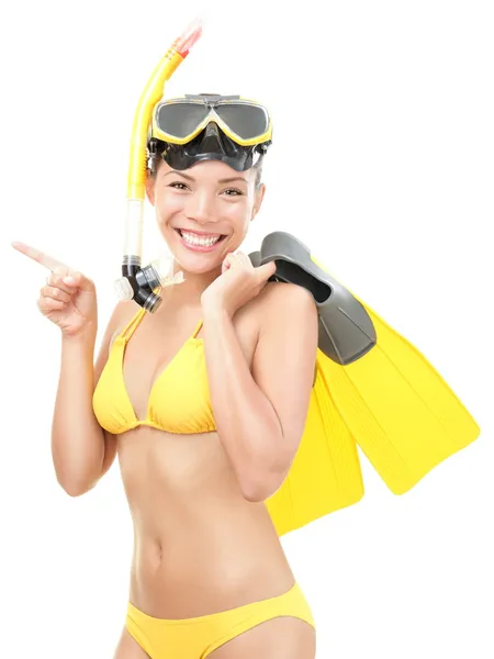 Woman with goggles and flippers — Stock Photo, Image