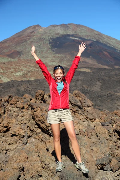 Happy hiking person celebrating — Stock Photo, Image