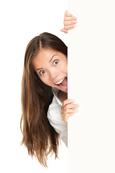 Sign - woman peeking — Stock Photo, Image