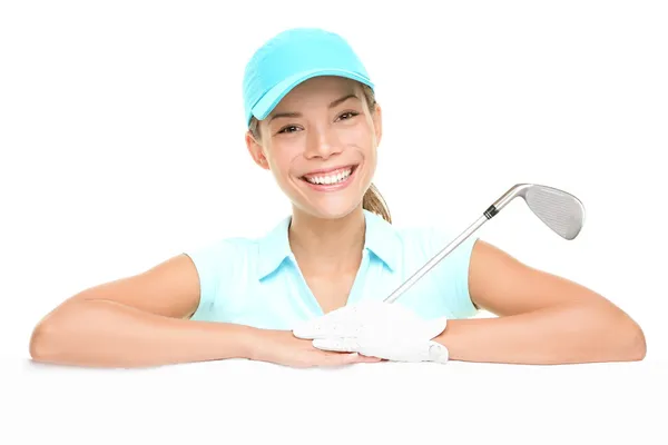 Jugador de golf - mujer mostrando signo — Foto de Stock