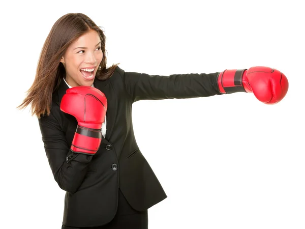 Affärskvinna boxning — Stockfoto