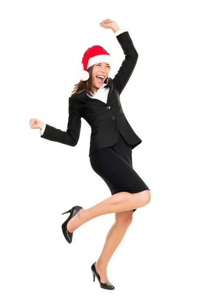 Γυναίκα των επιχειρήσεων Χριστούγεννα φορώντας καπέλο santa — Φωτογραφία Αρχείου