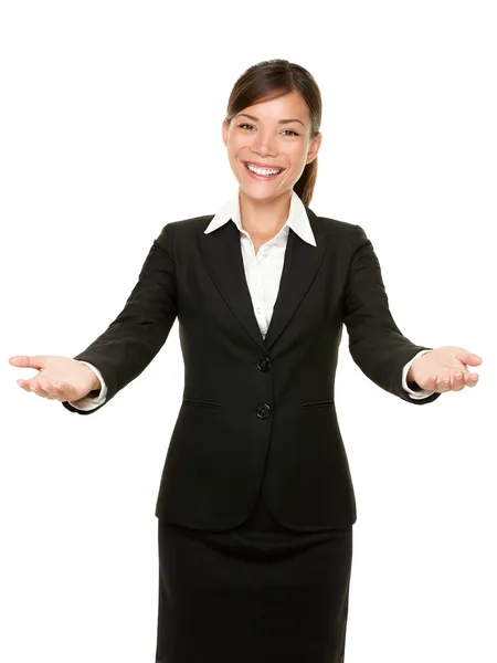 Welcome gesture business woman — Stock Photo, Image