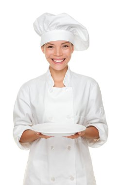 Chef showing empty plate clipart