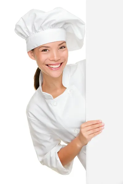 Chef showing blank sign — Stock Photo, Image