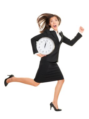 Stress - business woman running late clipart