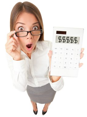 Business woman accountant shocked clipart