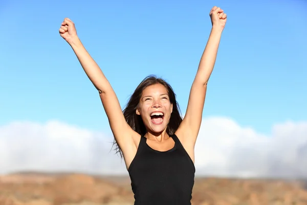 Hiker cheering — Stock Photo, Image