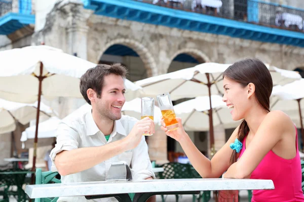 Cafe couple drinking — Stock Photo, Image