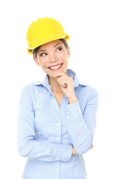 Engineer, entrepreneur or architect woman thinking — Stock Photo, Image