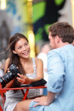 Tourist couple in New York, Times Square clipart