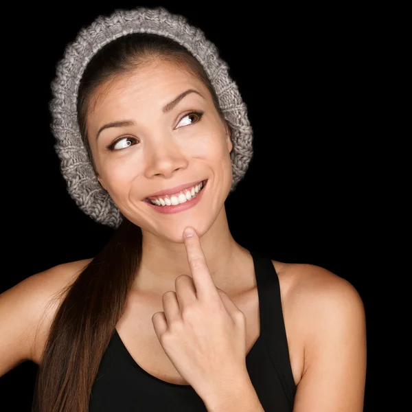 Denken Aziatische vrouw moderne hipster op zoek — Stockfoto