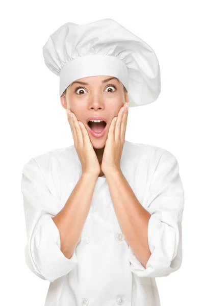 Chef or baker surprised excited and shocked — Stock Photo, Image