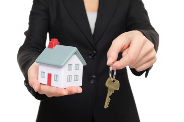 Real estate agent new house keys concept clipart