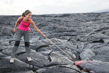Hawaii Big Island lava tourist on volcano clipart