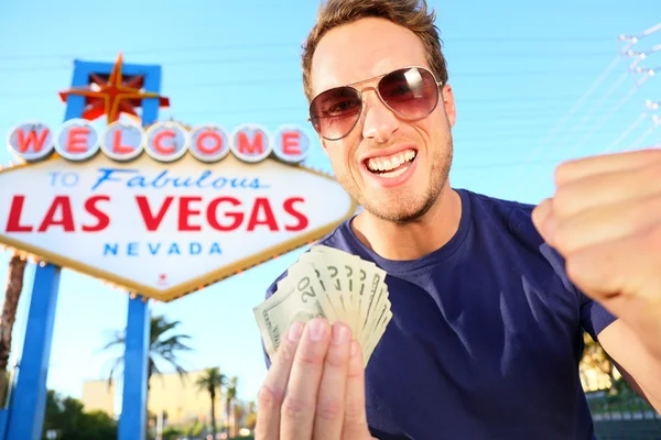 Las Vegas man winning money — Stock Photo, Image