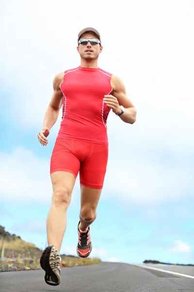 Triatleta running man — Foto Stock