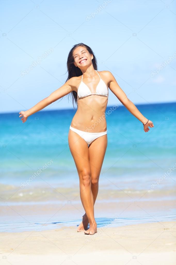 Sexy Bikini Body Asian Woman With Fit Stomach Abs And Slim Waist. Weight  Loss Treatment Concept. Beauty Swimsuit Model Lifestyle On Beach Vacation  Travel. Stock Photo, Picture and Royalty Free Image. Image