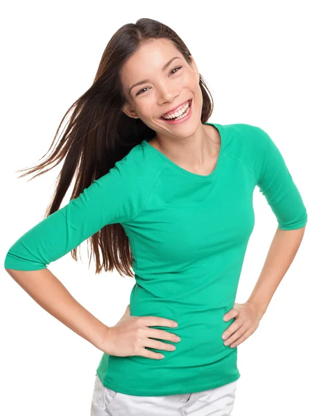 Asiática mujer retrato aislado sonriendo feliz — Foto de Stock