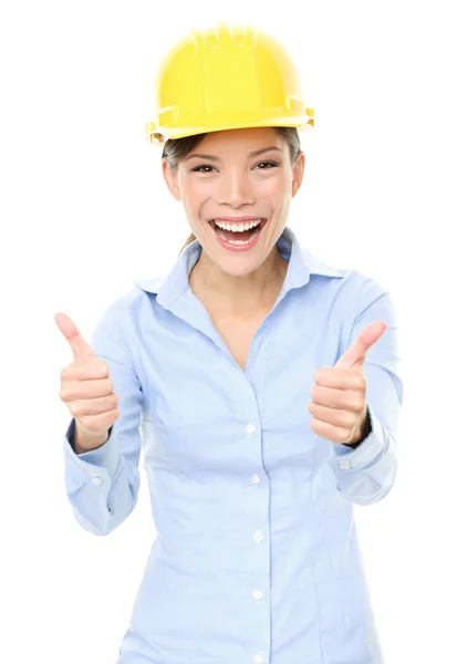 Female Architect Gesturing Thumbs Up — Stock Photo, Image