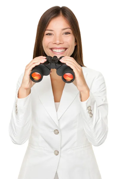 Young Businesswoman Holding Binoculars — Stock Photo, Image