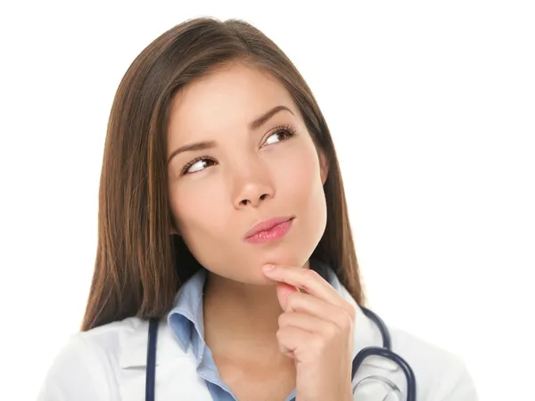 Thinking medical doctor woman — Stock Photo, Image