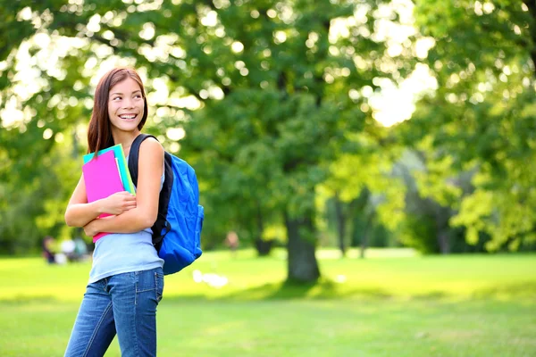 回学校女学生寻找到一侧 — 图库照片