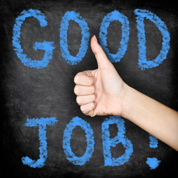 Good job - thumbs up blackboard — Stock Photo, Image