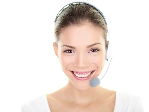 Servicio al cliente mujer auricular representante — Foto de Stock