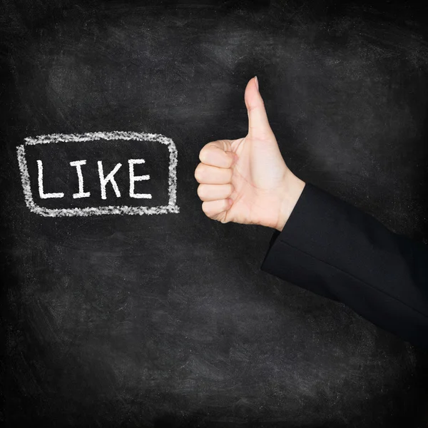 Like - likes thumbs up on chalkboard — Stock Photo, Image