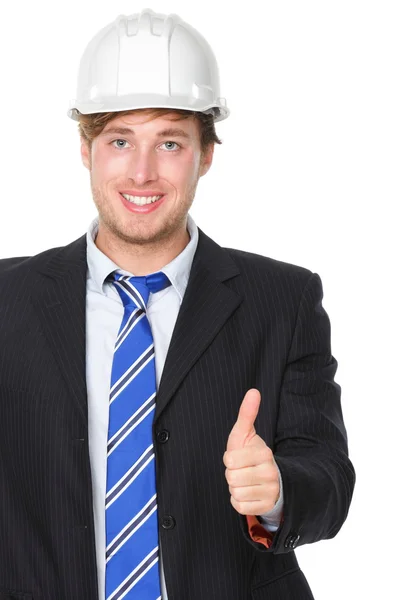 Engineer or architect in suit successful thumbs up — Stock Photo, Image