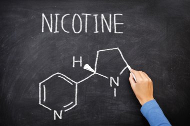 Nicotine molecule chemical structure on blackboard clipart