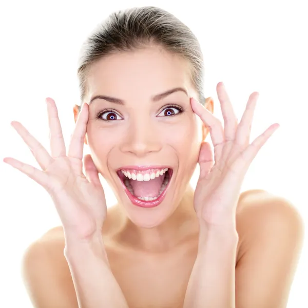 Beauty - happy funny Asian woman face expression — Stock Photo, Image