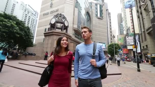 Люди на Таймс-сквер в Гонконге — стоковое видео