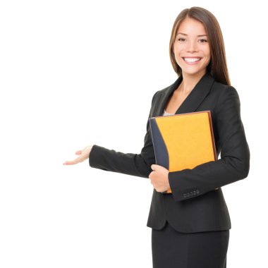 Business woman showing white copy space clipart