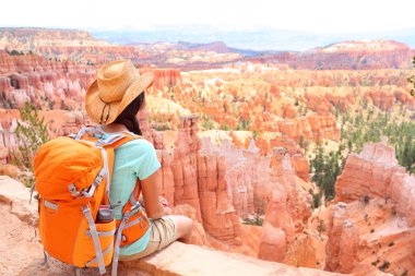 Hiker woman in Bryce Canyon hiking clipart