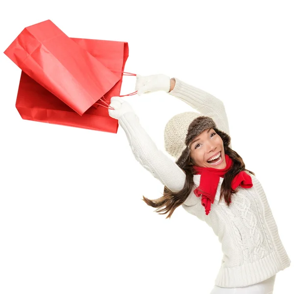 Inverno e Natale donna dello shopping — Foto Stock